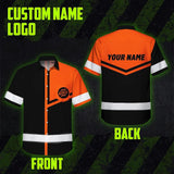 Hi Vis Hawaiian Shirt Reflective Tapes Orange Neon Uniform Custom Name And Logo