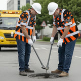 Hi Vis Hawaiian Shirt Reflective Tapes Orange Neon US Flag Custom Name Safety Workwear For Workers, Truckers, Operators