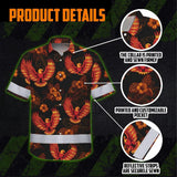 Hi Vis Hawaiian Shirt Reflective Tapes Orange Neon US Flag Flower Custom Name Safety Workwear For Workers, Truckers, Operators, Independence