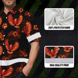 Hi Vis Hawaiian Shirt Reflective Tapes Orange Neon US Flag Flower Custom Name Safety Workwear For Workers, Truckers, Operators, Independence