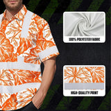 Hi Vis Hawaiian Shirt Reflective Tapes Orange Neon White Flowers Custom Name Safety Workwear For Workers, Truckers, Operators