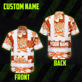 Hi Vis Hawaiian Shirt Reflective Tapes Orange Neon White Protea Custom Name Safety Workwear For Workers, Truckers, Operators