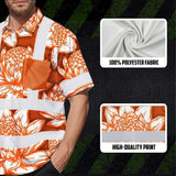 Hi Vis Hawaiian Shirt Reflective Tapes Orange Neon White Protea Custom Name Safety Workwear For Workers, Truckers, Operators