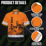 Hi Vis Hawaiian Shirt Reflective Tapes Orange Plumber Custom Name Safety Workwear