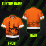 Hi Vis Hawaiian Shirt Reflective Tapes Orange Plumber Custom Name Safety Workwear