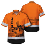Hi Vis Hawaiian Shirt Reflective Tapes Orange Plumber Custom Name Safety Workwear
