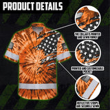 Hi Vis Hawaiian Shirt Reflective Tapes Orange Tie Dye US Flag Scratch Custom Name Safety Workwear For Workers, Runners, Cyclists