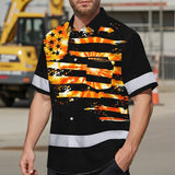 Hi Vis Hawaiian Shirt Reflective Tapes Orange Tie Dye US Flag Custom Name