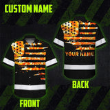 Hi Vis Hawaiian Shirt Reflective Tapes Orange Tie Dye US Flag Custom Name