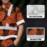 Hi Vis Hawaiian Shirt Reflective Tapes Orange Tiki Custom Name Safety Workwear For Workers, Truckers, Operators