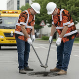 Hi Vis Hawaiian Shirt Reflective Tapes Orange Tiki Custom Name Safety Workwear For Workers, Truckers, Operators