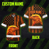 Hi Vis Hawaiian Shirt Reflective Tapes Orange US Flag Custom Name Safety Workwear For Workers, Truckers, Operators