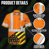 Hi Vis Hawaiian Shirt Reflective Tapes Orange USA Flag Safety Workwear