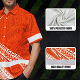 Hi Vis Hawaiian Shirt Reflective Tapes Orange White Polynesian Custom Name Safety Workwear For Workers, Truckers, Operators