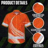 Hi Vis Hawaiian Shirt Reflective Tapes Orange White Polynesian Custom Name Safety Workwear For Workers, Truckers, Operators