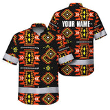 Hi Vis Hawaiian Shirt Reflective Tapes Orange Yellow Native Custom Name Safety Workwear For Workers, Truckers, Operators