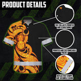 Hi Vis Hawaiian Shirt Reflective Tapes Orange Yellow Neon Polynesian Tribal Custom Name Safety Workwear For Workers, Truckers, Operators