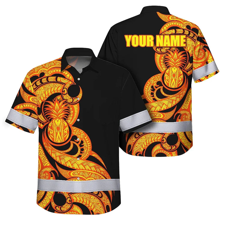 Orange Yellow Neon Hi-Vis Hawaiian Shirt