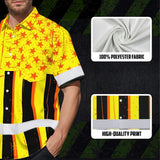 Hi Vis Hawaiian Shirt Reflective Tapes Orange Yellow US Flag Custom Name Safety Workwear For Workers, Truckers, Operators