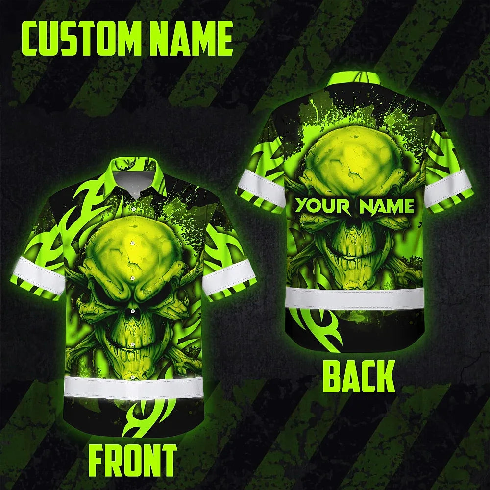 Hi Vis Hawaiian Shirt Reflective Tapes Paint Flakes Skull Custom Name Safety