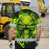 Hi Vis Hawaiian Shirt Reflective Tapes Paint Flakes Skull Custom Name Safety