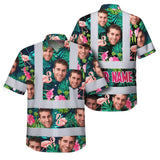 Hi Vis Hawaiian Shirt Reflective Tapes Pink And Green 2 Custom Name And Image Safety Workwear For Workers, Truckers, Operators