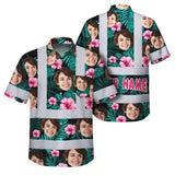 Hi Vis Hawaiian Shirt Reflective Tapes Pink And Green Custom Name And Image Safety Workwear For Workers, Truckers, Operators