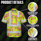 Hi Vis Hawaiian Shirt Reflective Tapes Pink And Lime Neon Frog Custom Name Safety Workwear For Workers, Truckers, Operators