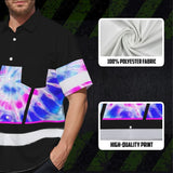 Hi Vis Hawaiian Shirt Reflective Tapes Pink Blue Tie Dye Custom Name Safety Workwear For Workers, Runners, Cyclists