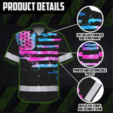 Hi Vis Hawaiian Shirt Reflective Tapes Pink Blue Tie Dye US Flag Custom Name