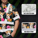 Hi Vis Hawaiian Shirt Reflective Tapes Pink Flowers Custom Name And Pet Image Safety Workwear For Workers, Truckers, Operators