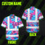 Pink Neon And Blue Flowers Hi-Vis Hawaiian Shirt