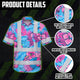 Pink Neon And Blue Flowers Hi-Vis Hawaiian Shirt