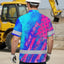 Pink Neon And Blue US Flag Custom Hi-Vis Hawaiian Shirt
