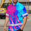 Pink Neon And Blue US Flag Custom Hi-Vis Hawaiian Shirt