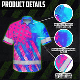 Hi Vis Hawaiian Shirt Reflective Tapes Pink Neon And Blue US Flag Custom