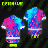 Hi Vis Hawaiian Shirt Reflective Tapes Pink Neon And Blue US Flag Custom