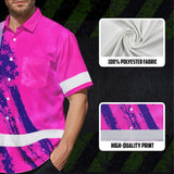 Hi Vis Hawaiian Shirt Reflective Tapes Pink Neon And Violet US Flag Custom Name