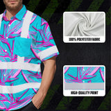 Hi Vis Hawaiian Shirt Reflective Tapes Pink Neon Blue Bird of Paradise Custom Name Safety Workwear For Workers, Truckers, Operators