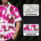 Hi Vis Hawaiian Shirt Reflective Tapes Pink Neon Flowers Custom Name Safety Workwear For Workers, Truckers, Operators