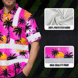 Hi Vis Hawaiian Shirt Reflective Tapes Pink Neon Flowers Custom Name Safety Workwear For Truckers, Operators