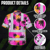 Hi Vis Hawaiian Shirt Reflective Tapes Pink Neon Flowers Custom Name Safety Workwear For Truckers, Operators