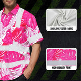 Hi Vis Hawaiian Shirt Reflective Tapes Pink Neon Flowers Custom Name Safety Workwear For Workers, Truckers, Operators