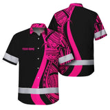 Hi Vis Hawaiian Shirt Reflective Tapes Pink Neon Hawaii Custom Name