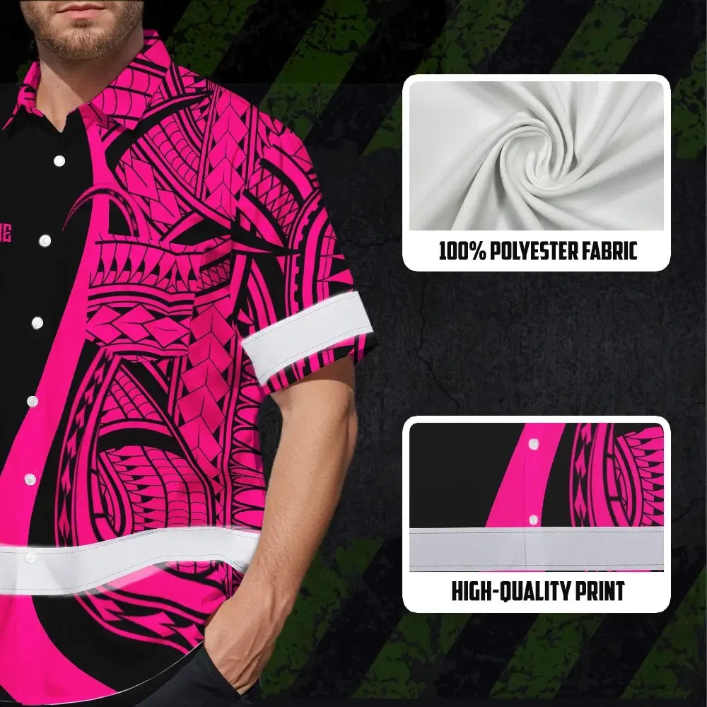 Hi Vis Hawaiian Shirt Reflective Tapes Pink Neon Hawaii Custom Name