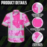 Hi Vis Hawaiian Shirt Reflective Tapes Pink Neon Hibiscus Custom Name Safety Workwear For Workers, Truckers, Operators