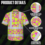Hi Vis Hawaiian Shirt Reflective Tapes Pink Neon Lime Plumeria Custom Name Safety Workwear For Workers, Truckers, Operators