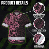 Hi Vis Hawaiian Shirt Reflective Tapes Pink Neon Polynesian And Flower Custom Name Safety Workwear For Workers, Truckers, Operators