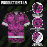 Hi Vis Hawaiian Shirt Reflective Tapes Pink Neon Polynesian Custom Name Safety Workwear For Workers, Truckers, Operators