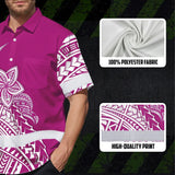 Hi Vis Hawaiian Shirt Reflective Tapes Pink Neon Polynesian Flower Custom Name Safety Workwear For Workers, Truckers, Operators
